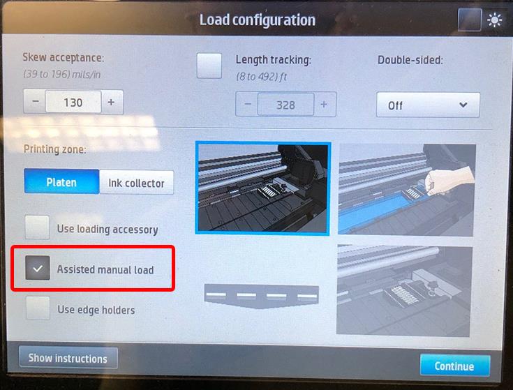 HP Latex 300 500 load configuration