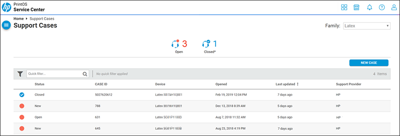 HP Latex Printos support cases